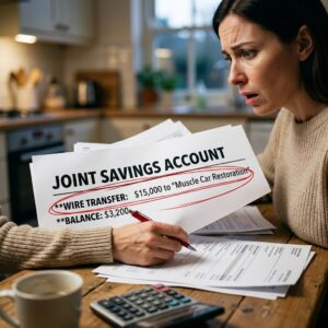 husband secretly spent savings bank statements red circle